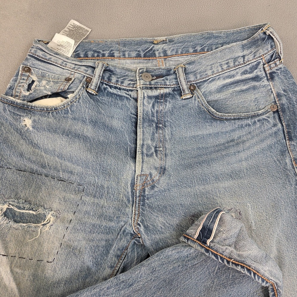 Levi's 501 CT Jeans Mens 28x30 Selvedge Thrashed Pachwork Tag 30x30